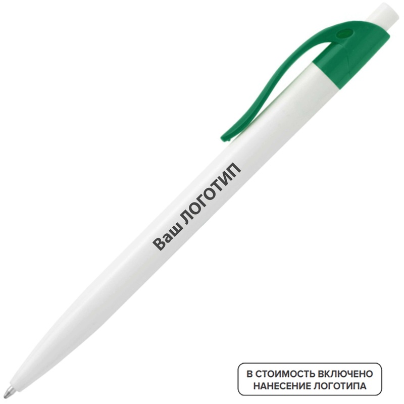 Изображение товара Ручка шариковая автоматическая Какаду синяя 0.5 мм белый зеленый корпус оптовая упаковка