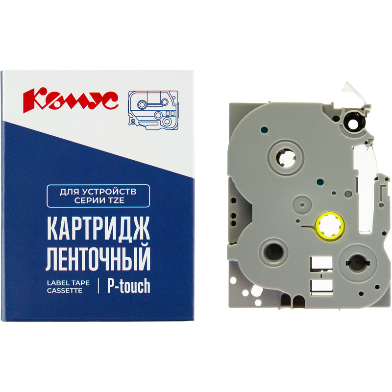 Изображение товара Картридж Комус TZE-222 для принтера этикеток Brother 9 мм х 8 м белый с красным шрифтом