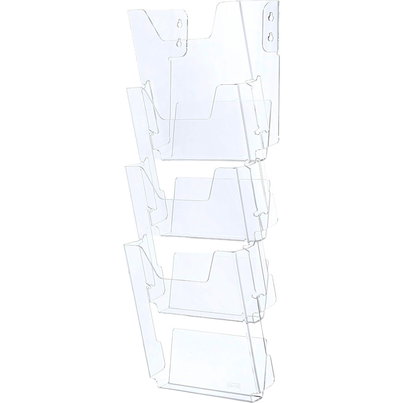 Изображение товара Настенный лоток для документов А4 из акрила 4 отделения Комус