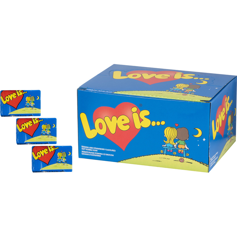 Изображение товара Жевательная резинка Love is банан и клубника 100 штук 4.2 г