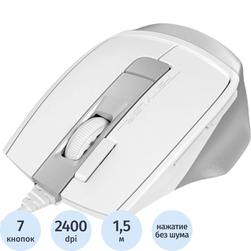 Изображение товара Мышь проводная A4Tech Fstyler FM45S Air белая/серебристая
