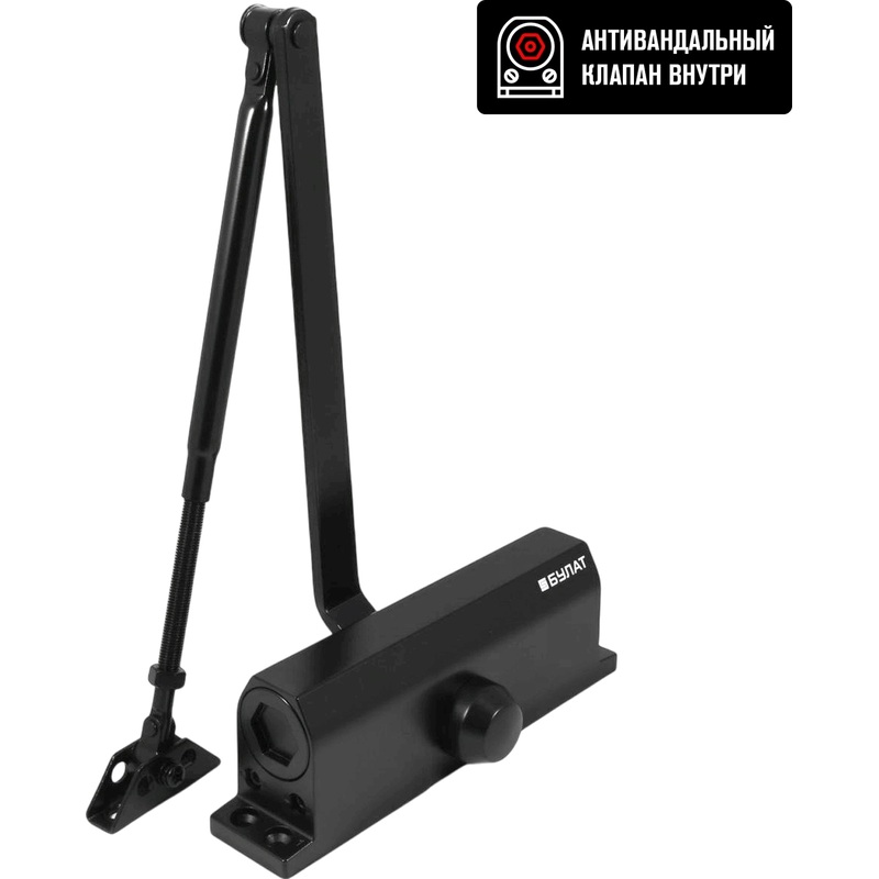 Изображение товара Доводчик дверной Булат 17077 черный до 160 кг