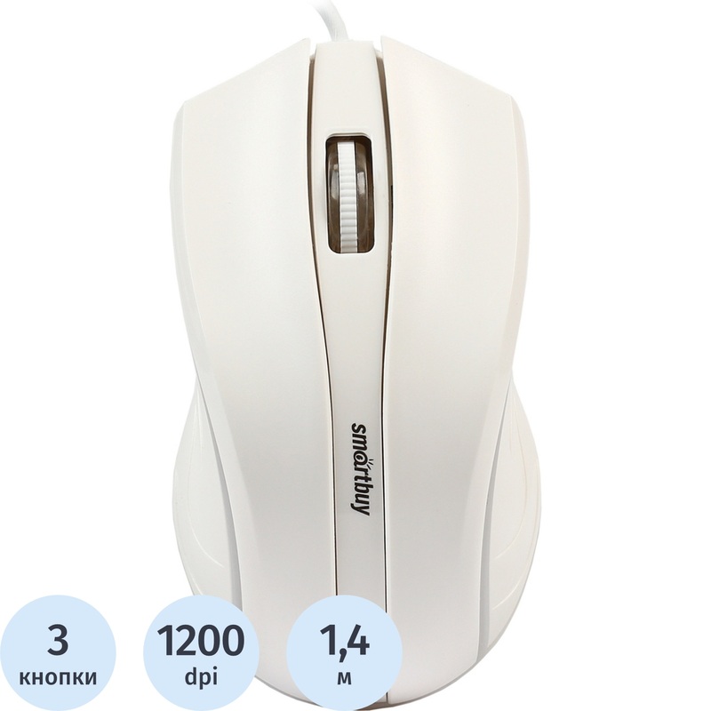 Изображение товара Проводная мышь Smartbuy One 338 белая USB с подсветкой и 1200 dpi