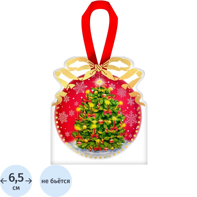 Изображение товара Ёлочный шар новогодний из металла разноцветный диаметром 6.5 см Magic Time