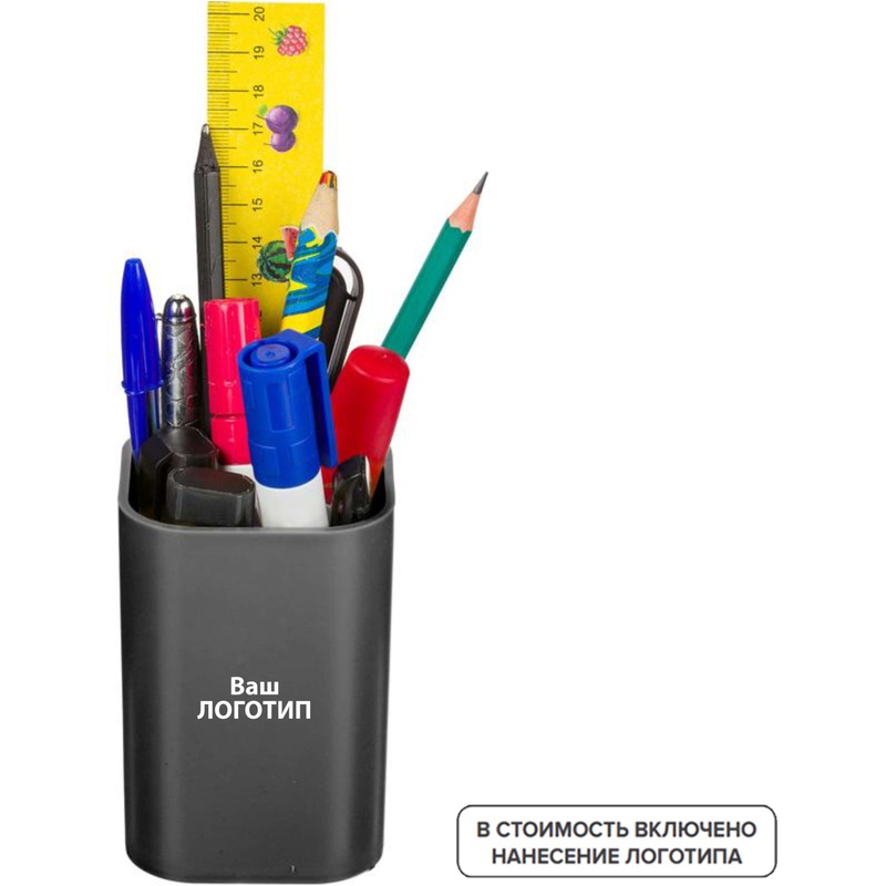 Изображение товара Подставка-стакан Attache чёрная (200 штук в упаковке) с лого