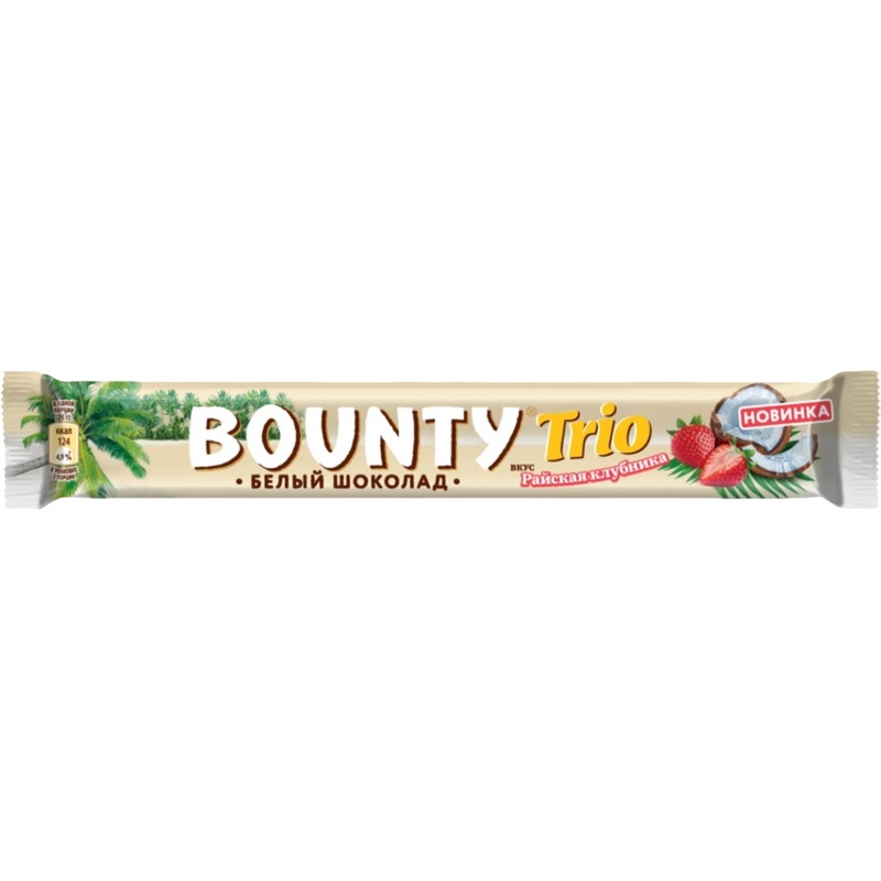 Изображение товара Шоколадный батончик Bounty Трио с кокосом и клубникой 78 г