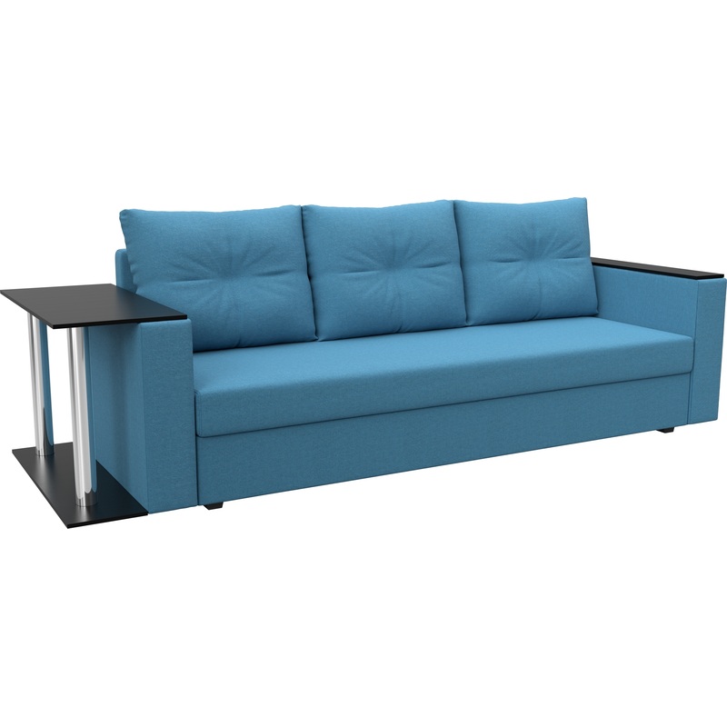 Изображение товара Диван-кровать Комфорт Атланта трехместный левый голубой с столиком