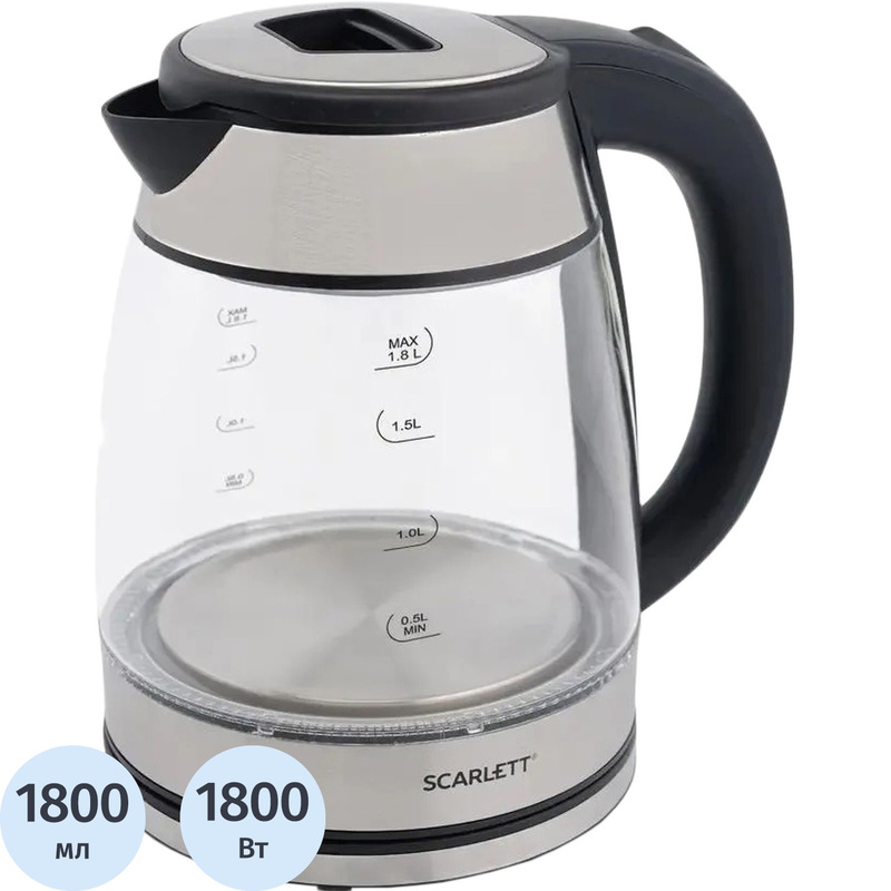 Изображение товара Электрический чайник Scarlett SC-EK27G40 серебристый 1.8 л стекло автоматическое отключение