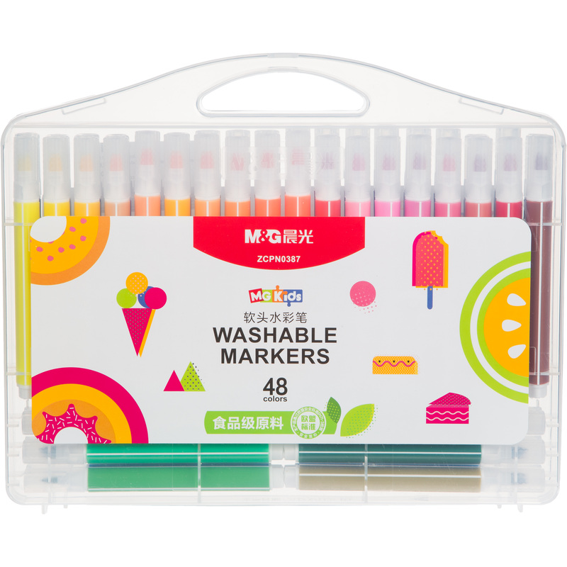 Изображение товара Фломастеры M&G 48 цветов с вентилируемыми колпачками смываемые утолщённые