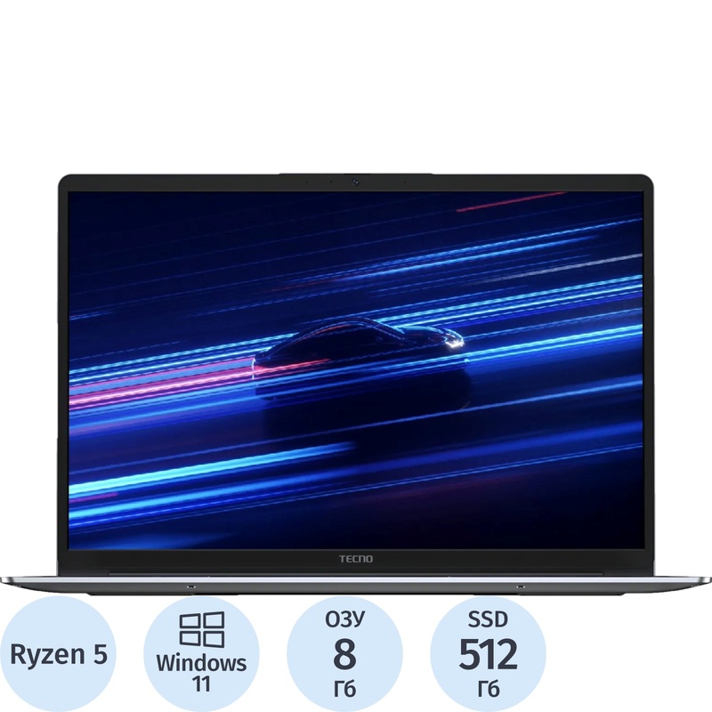 Изображение товара Ноутбук Tecno MegaBook K16SFA 16\" с AMD Ryzen 5 и IPS экраном Изображение товара Ноутбук Tecno MegaBook K16SFA 16\" с AMD Ryzen 5 и IPS экраном