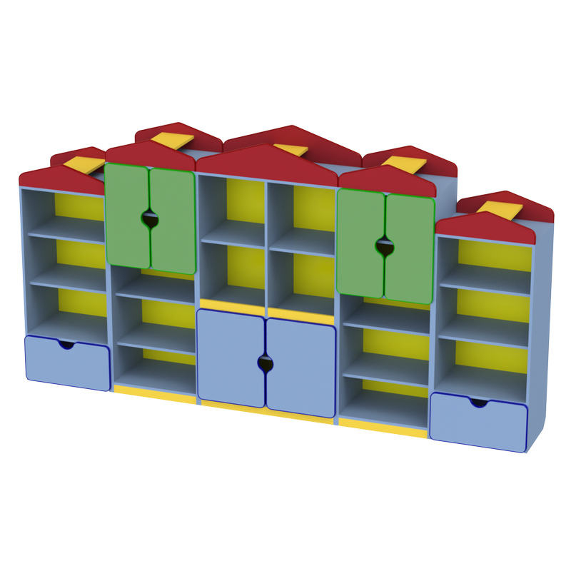 Изображение товара Детский разноцветный стеллаж Домик 3045х437х1605 мм для игрушек и книг