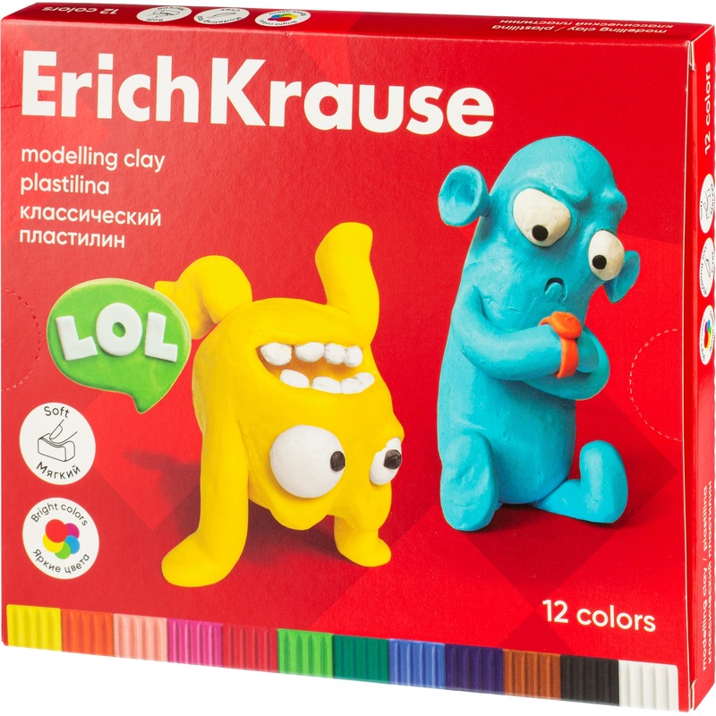 Изображение товара Пластилин классический Erich Krause Jolly Friends 12 цветов 216 г (61347)