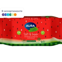 Салфетки влажные Aura Fresh Tropic Cocktail освежающие с мягким клапаном  (60 листов в пачке)