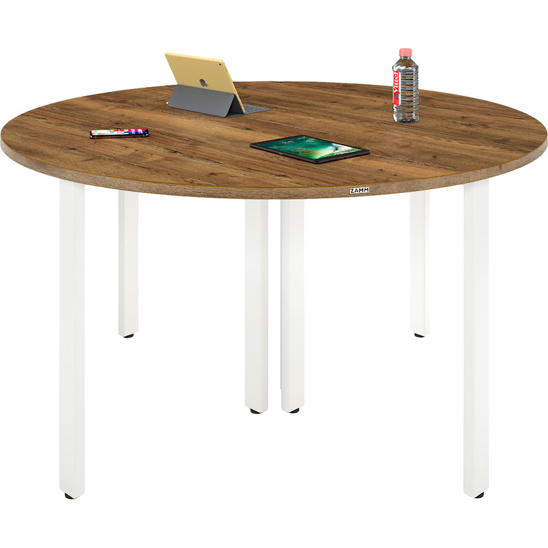 Изображение товара Стол для переговоров Zamm Формат 11683 круглый дуб галифакс олово белый 1200x1200 мм