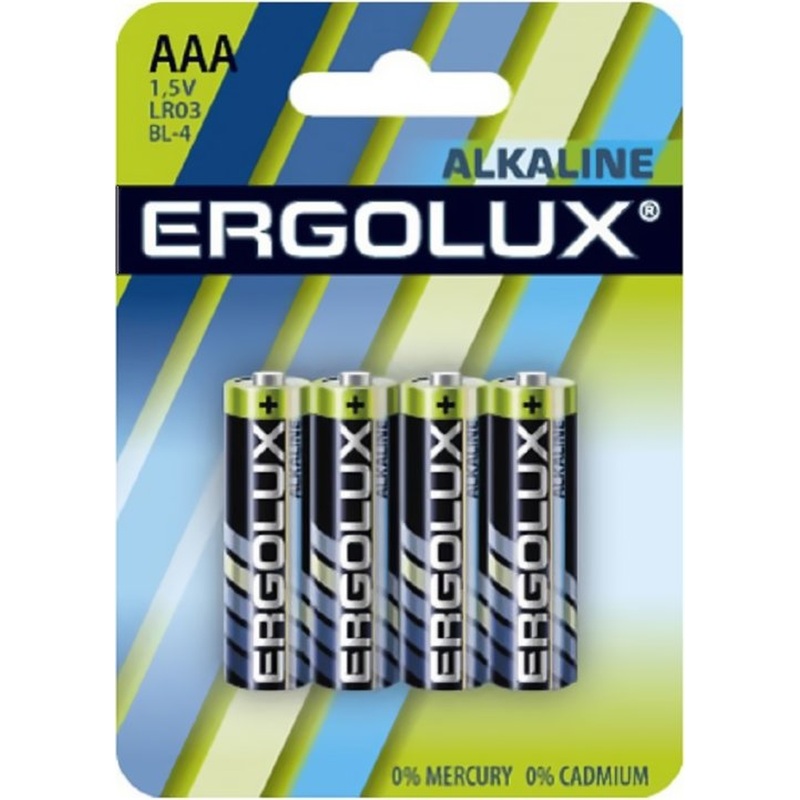 Изображение товара Батарейки AAA Mизинчиковые Ergolux 4 шт. в блистере, срок хранения 60 мес.