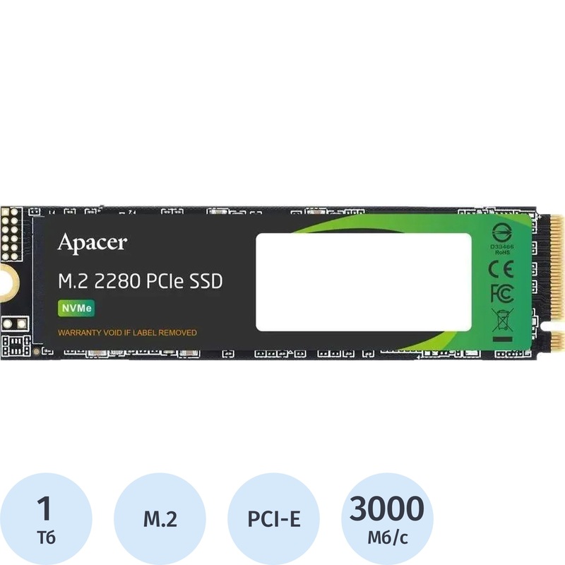 Изображение товара SSD накопитель Apacer AS2280P4 1 ТБ M.2 PCI-E 3D TLC NVMe