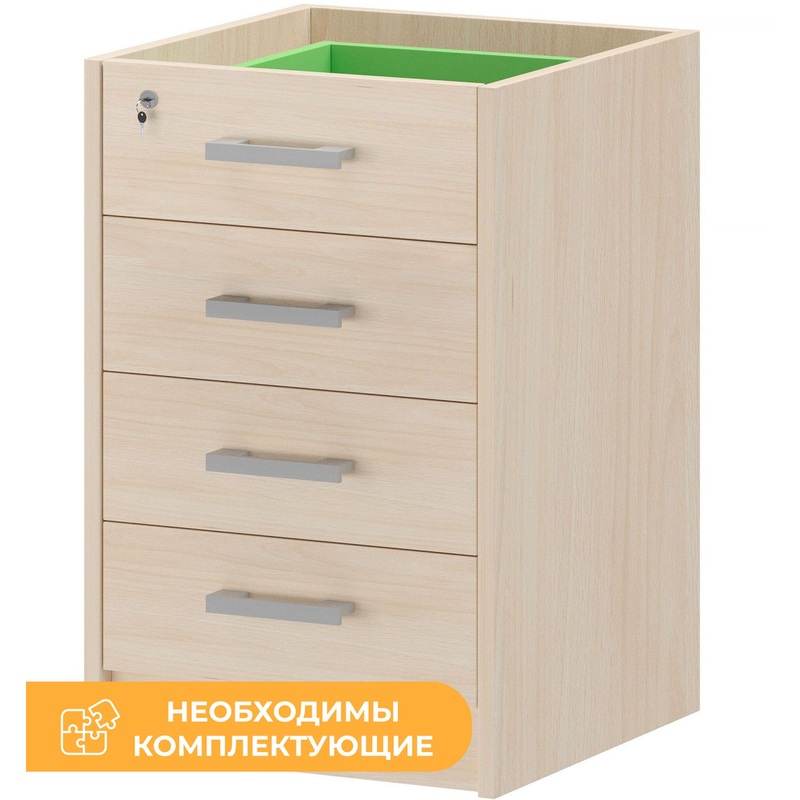 Изображение товара Тумба приставная Арго АТ2-05 с замком без топа бук 440х450х740 мм 4 ящика