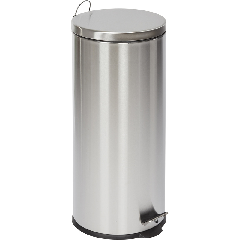 Изображение товара Ведро мусорное Luscan 30 л нержавеющая сталь с педалью и крышкой серебристое