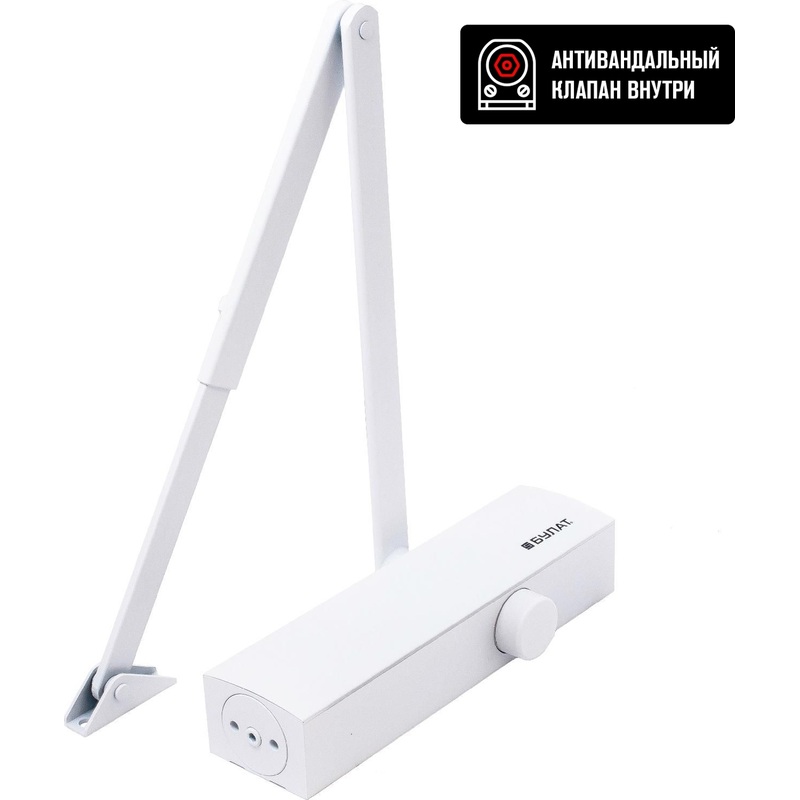 Изображение товара Дверной доводчик Булат 13927 до 120 кг белый регулируемый