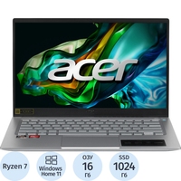 Ноутбук Acer Swift Go SFG14-41-R7EG 14" Silver AMD Ryzen 7 7730U/16  ГБ/SSD 1024 ГБ/AMD Radeon Graphics (NX.KG3CD.002)