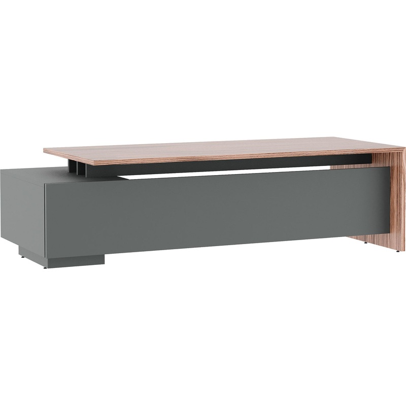 Изображение товара Письменный стол SS Dali 102 R орех сахара/антрацит Россия 2300x1150 мм