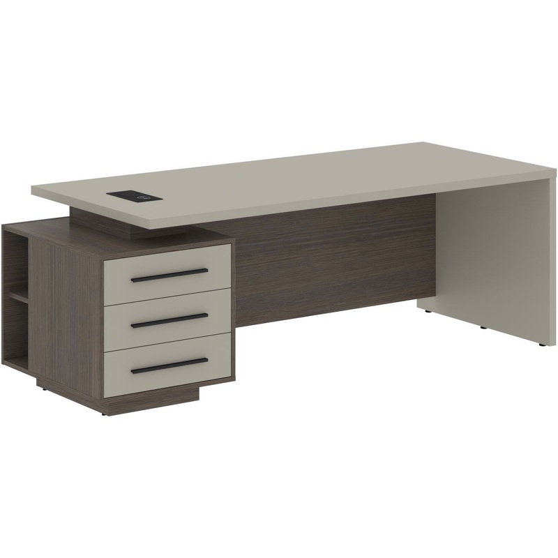 Изображение товара Стол руководителя с тумбой Velion VCT 2090 Левосторонний аметист дуб сильвер 2200х900х750 мм