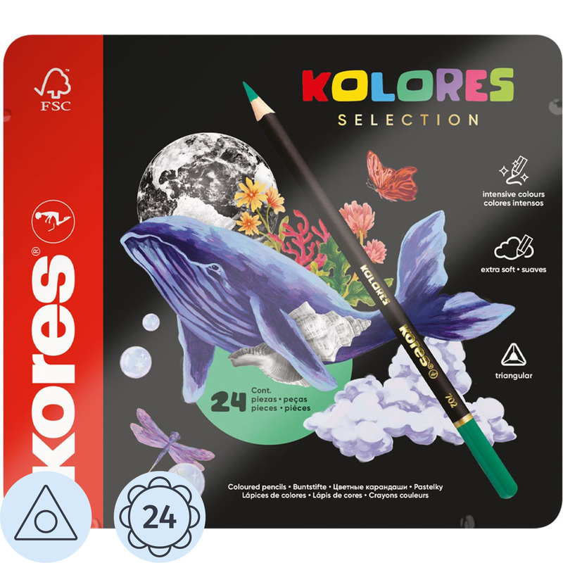 Изображение товара Карандаши цветные Kores Kolores Selection 24 цвета с трёхгранным корпусом
