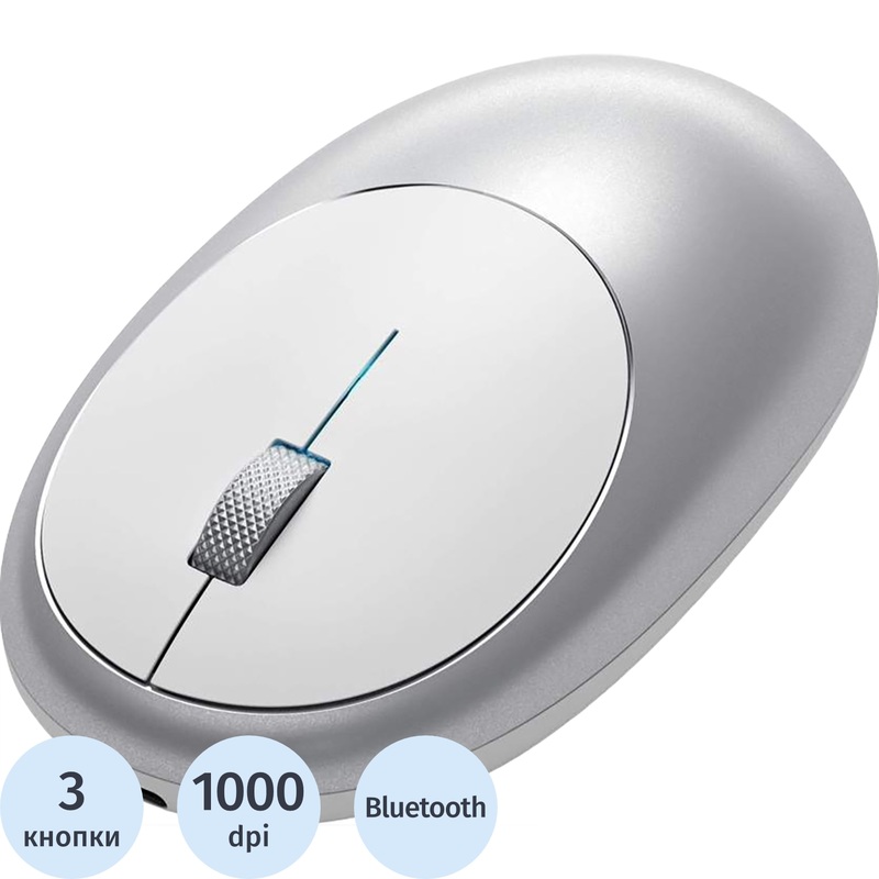 Изображение товара Беспроводная мышь Satechi M1 серебристая Bluetooth оптическая с 1000 dpi