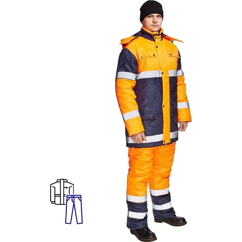 Изображение товара Костюм сигнальный зимний с брюками Спектр-1 КБР оранжевый/синий c СОП (размер 44-46, рост 182-188)