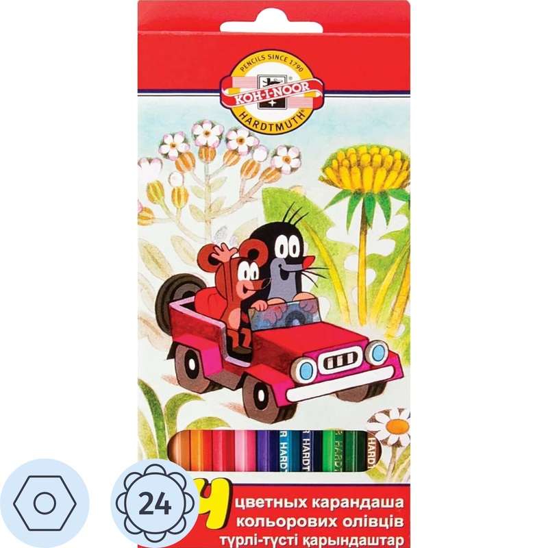 Изображение товара Карандаши цветные Koh-i-Noor Крот 24 цвета шестигранные