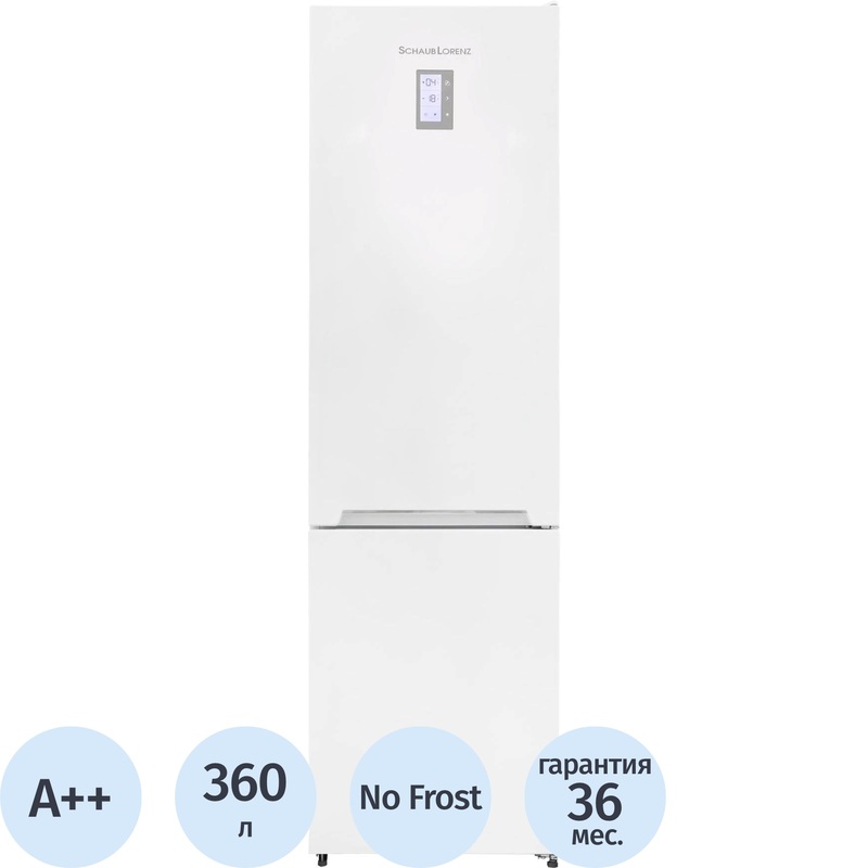 Изображение товара Двухкамерный холодильник Schaub Lorenz SLU S379W4E белый с no frost энергоэффективный