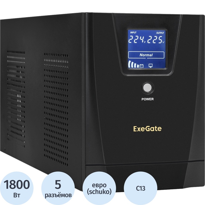 Изображение товара Источник бесперебойного питания ExeGate SpecialPro Smart 3000 ВА с LCD дисплеем и защитой от перена Изображение товара Источник бесперебойного питания ExeGate SpecialPro Smart 3000 ВА с LCD дисплеем и защитой от перена