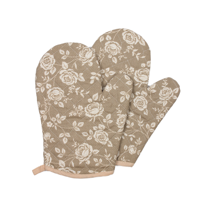 Изображение товара Кухонный набор из 2 рукавиц Рандеву из рогожки бежевый для дома и подарка
