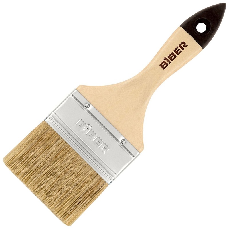 Изображение товара Кисть малярная плоская Бибер Стандарт 31126 из натуральной щетины 75х12 мм с деревянной рукояткой (тов-002007)
