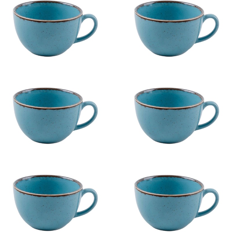 Изображение товара Набор фарфоровых чашек Porland Seasons бирюзовые 6 штук 340 мл