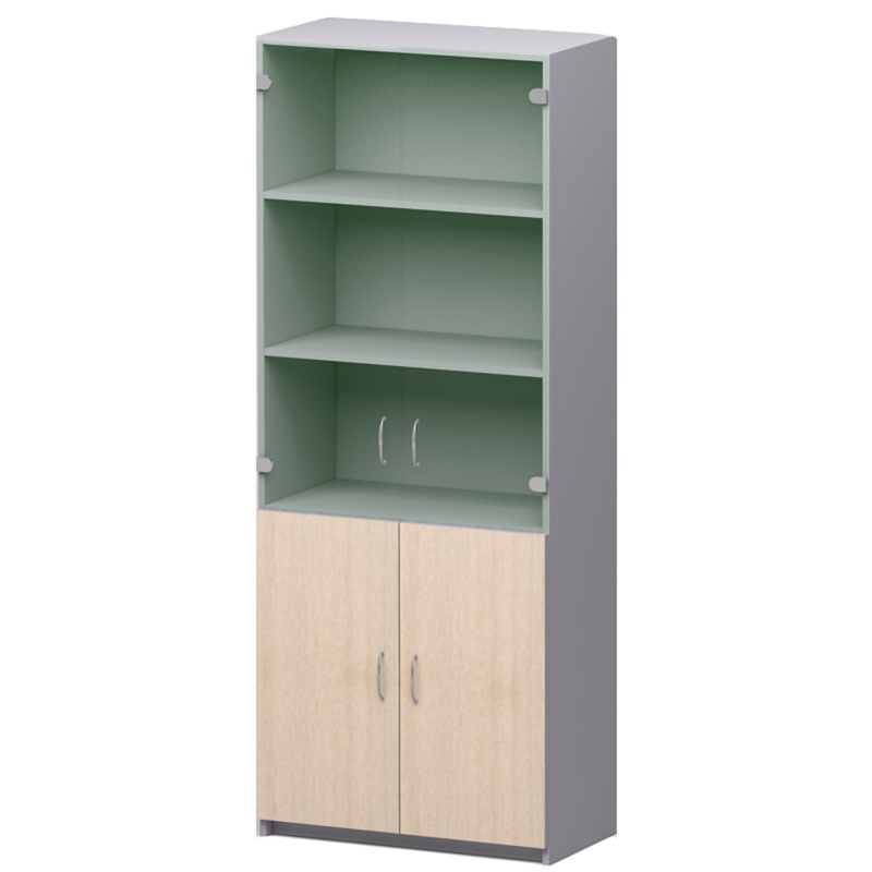 Изображение товара Шкаф для документов СП-Бюджет 2553 со стеклом серый дуб шамони светлый