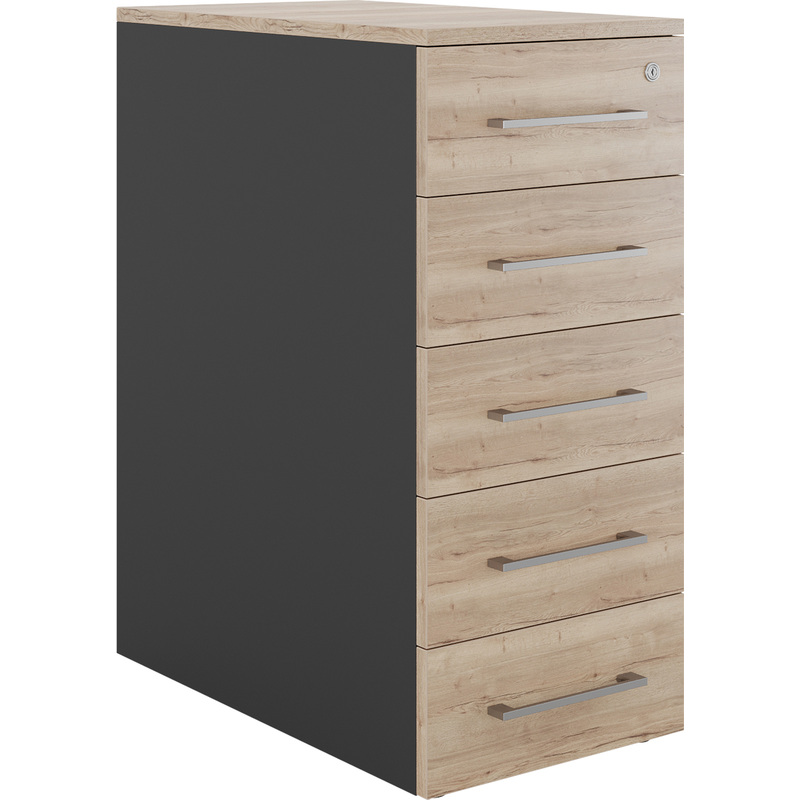 Изображение товара Тумба приставная Kobor TS5-40/50 износостойкое ЛДСП 5 ящиков черный/натуральный дуб