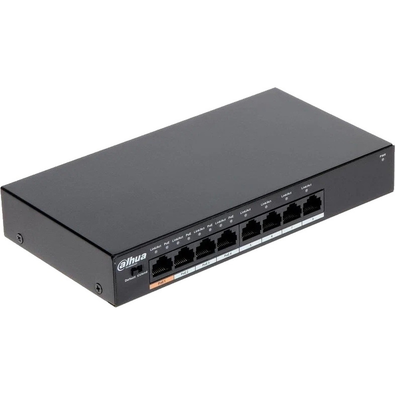 Изображение товара Коммутатор Dahua DH-PFS3008-8ET-60 8 портов PoE 1.8 Гбит/с металлический корпус
