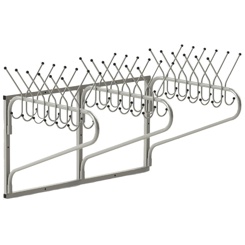 Изображение товара Вешалка для школ настенная поворачивающаяся (металлик, 1466х828х825 мм, 36 крючков)
