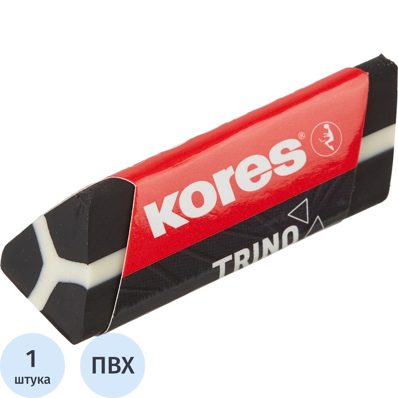 Изображение товара Классический треугольный ластик Kores Trino 64x20x16 мм черный