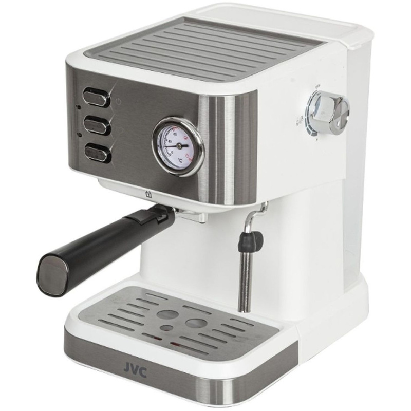 Изображение товара Кофеварка рожковая JVC JK-CF33 White с подогревом чашек Изображение товара Кофеварка рожковая JVC JK-CF33 White с подогревом чашек