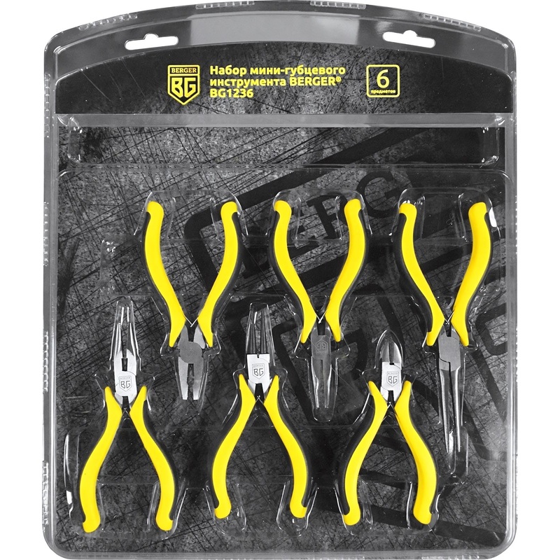 Изображение товара Набор мини-губцевого инструмента Berger 6 предметов BG1236 для монтажных работ