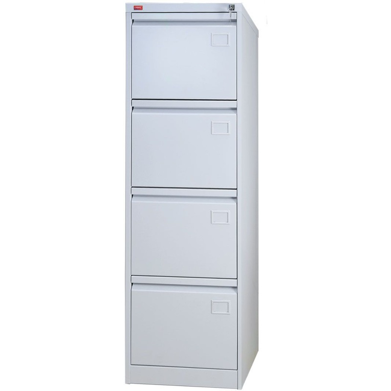 Изображение товара Металлическая картотека КР-4 серого цвета 4 ящика для офиса и архивов