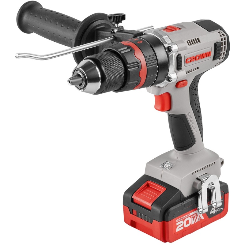 Изображение товара Дрель-шуруповёрт ударная аккумуляторная Crown CT21093HMX-4 BMC 2 АКБ х Li-ion (20 В, 4 Ач)+ЗУ в кейсе