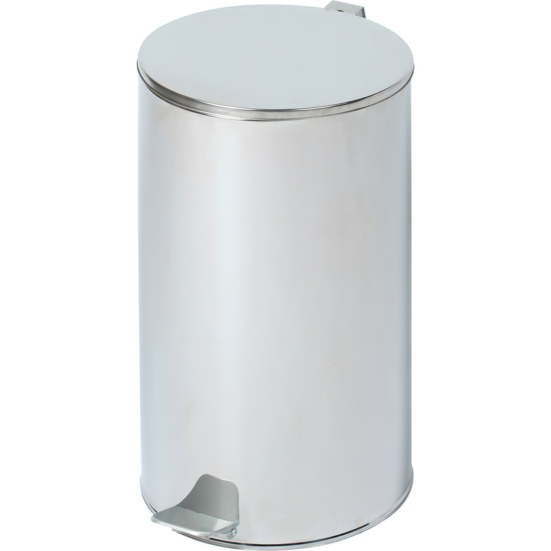 Изображение товара Мусорное ведро Титан 40 л нержавеющая сталь с педалью и крышкой серебристое