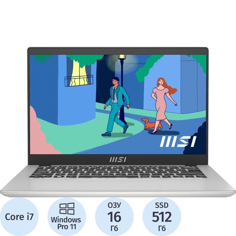 Изображение товара Ноутбук MSI Modern C12MO-688RU 14'' Silver Core i7 16ГБ SSD 512ГБ Windows 11