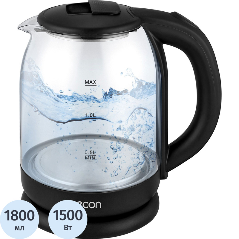 Изображение товара Электрический чайник Econ ECO-1835KE чёрный - 1.8л, 1500Вт