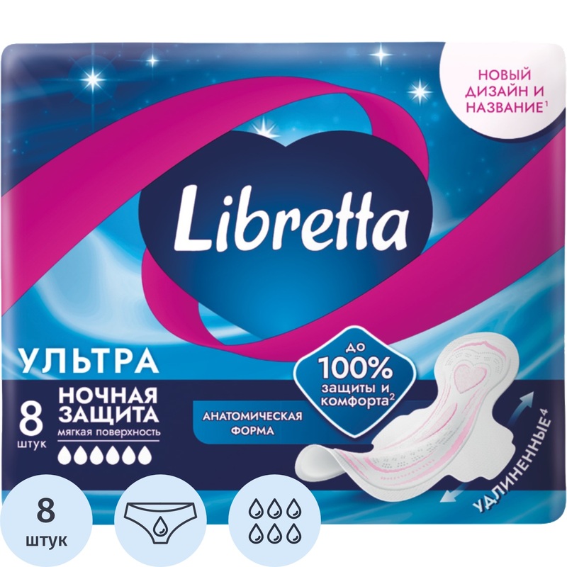 Изображение товара Гигиенические ночные прокладки Либресс Ультра Ночные 8 шт - комфорт и защита ночью