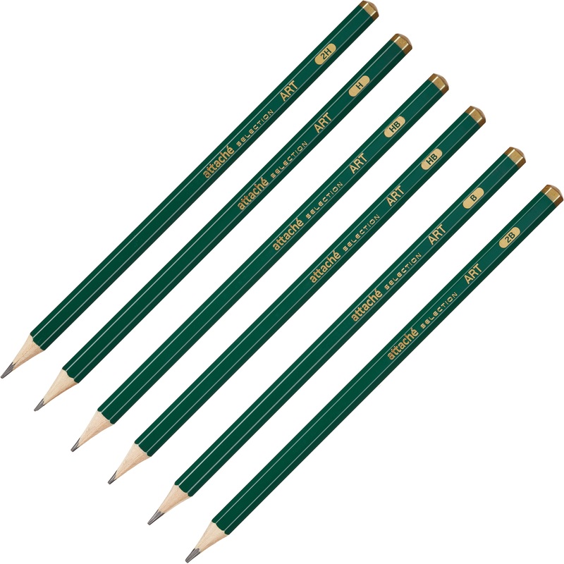 Изображение товара Набор чернографитных карандашей деревянных (2xHB, H, B, 2H, 2B) Attache (Attache Selection) Art заточенные шестигранные (6 штук в упаковке)