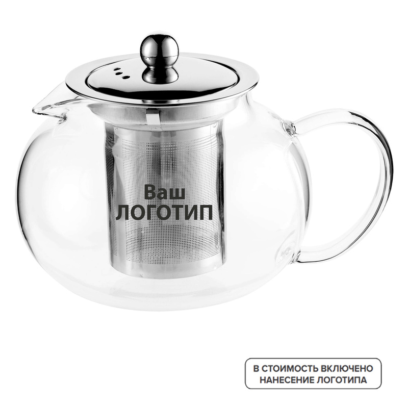Изображение товара Стеклянный заварочный чайник Tea Drop 650 мл с возможностью персонализации
